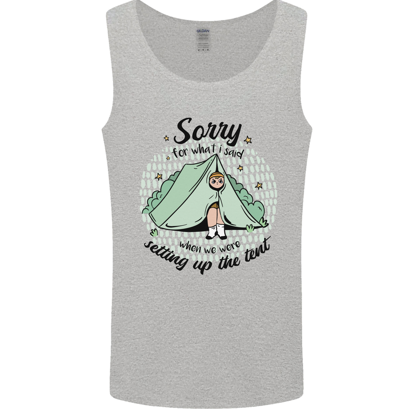 Funny Camping Tent Sorry for What I Said Mens Vest Tank Top Sports Grey