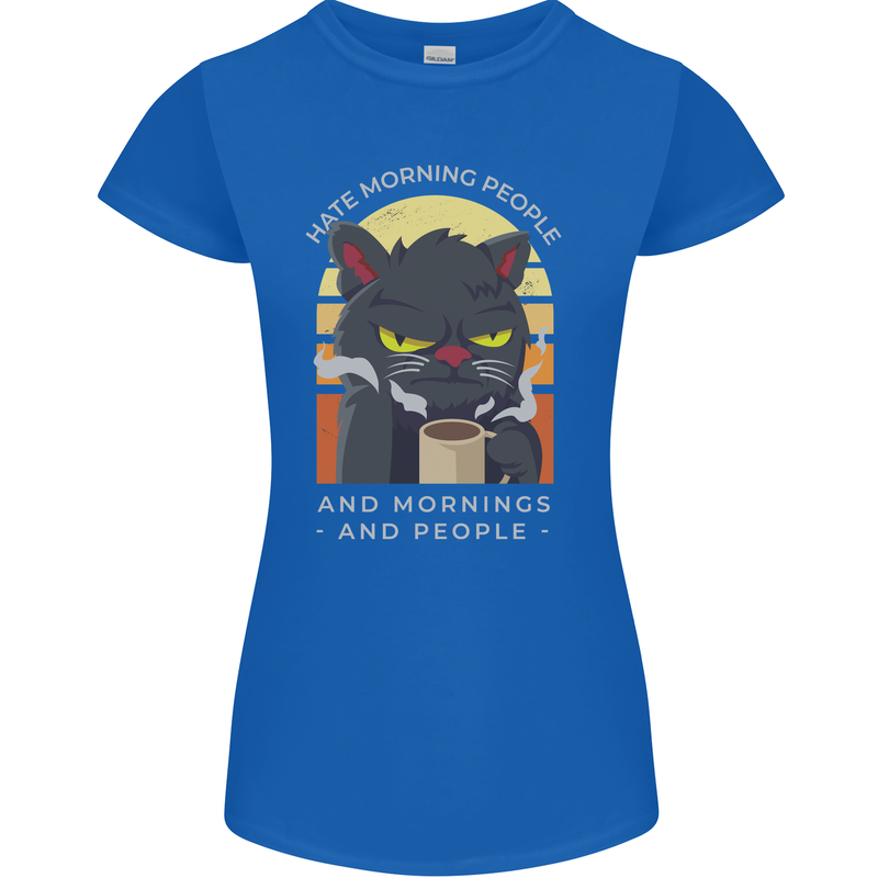 Funny Cat I Hate Morning People Coffee Womens Petite Cut T-Shirt