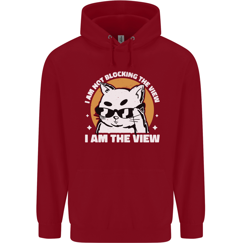 Funny Cat I am the View Childrens Kids Hoodie Red