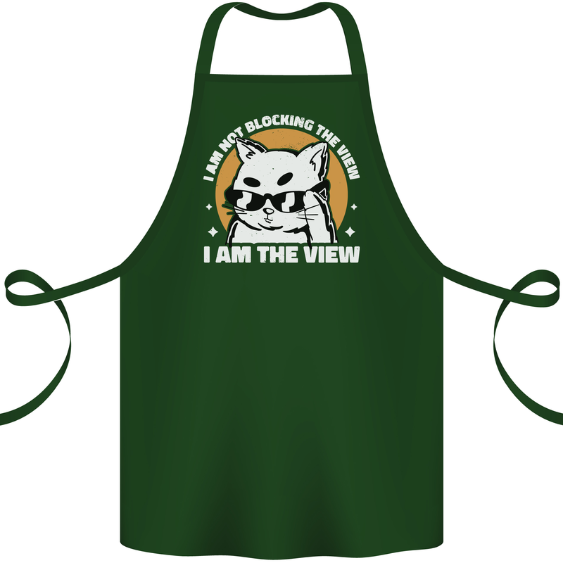 Funny Cat I am the View Cotton Apron 100% Organic Forest Green