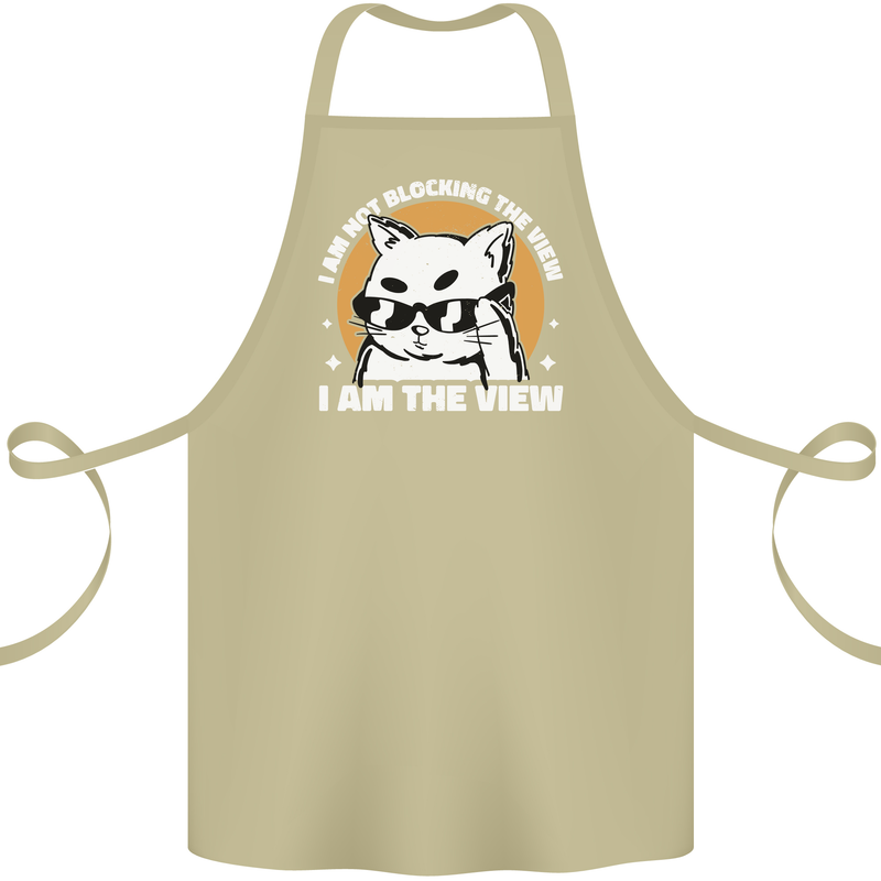 Funny Cat I am the View Cotton Apron 100% Organic Khaki