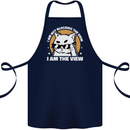 Funny Cat I am the View Cotton Apron 100% Organic Navy Blue
