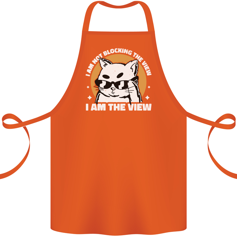 Funny Cat I am the View Cotton Apron 100% Organic Orange