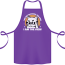 Funny Cat I am the View Cotton Apron 100% Organic Purple
