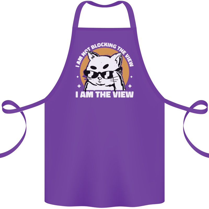 Funny Cat I am the View Cotton Apron 100% Organic Purple