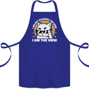 Funny Cat I am the View Cotton Apron 100% Organic Royal Blue