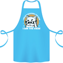 Funny Cat I am the View Cotton Apron 100% Organic Turquoise