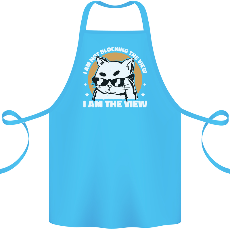 Funny Cat I am the View Cotton Apron 100% Organic Turquoise
