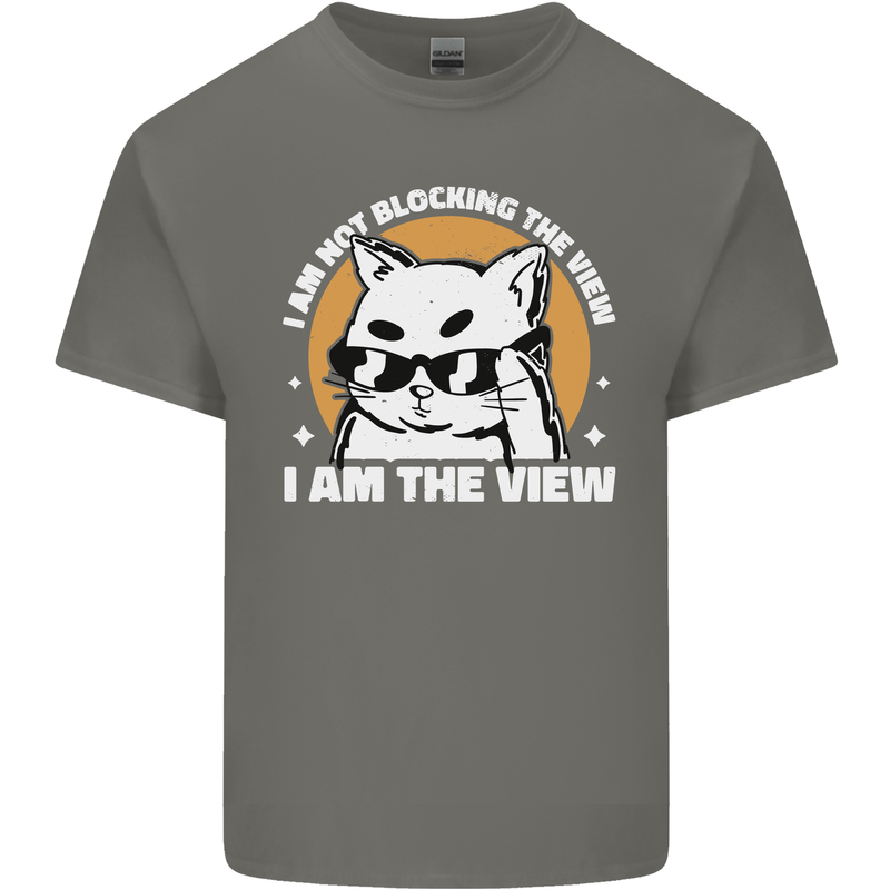 Funny Cat I am the View Kids T-Shirt Childrens Charcoal