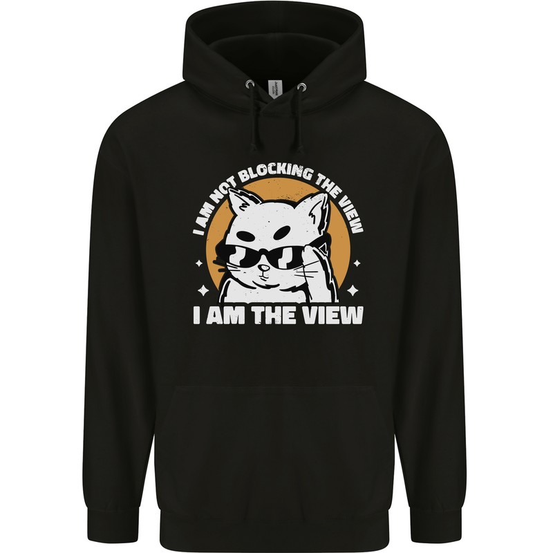 Funny Cat I am the View Mens 80% Cotton Hoodie Black