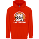 Funny Cat I am the View Mens 80% Cotton Hoodie Bright Red