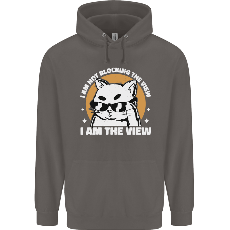 Funny Cat I am the View Mens 80% Cotton Hoodie Charcoal