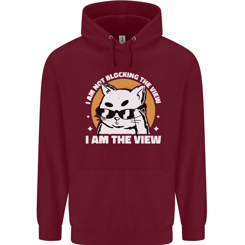 Funny Cat I am the View Mens 80% Cotton Hoodie Maroon