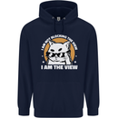 Funny Cat I am the View Mens 80% Cotton Hoodie Navy Blue