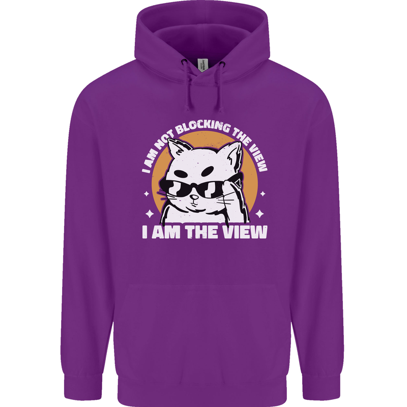 Funny Cat I am the View Mens 80% Cotton Hoodie Purple