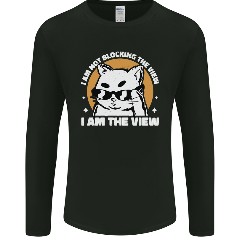 Funny Cat I am the View Mens Long Sleeve T-Shirt Black