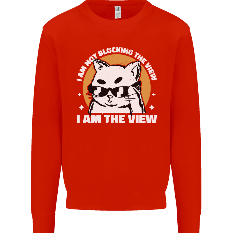 Funny Cat I am the View Mens Sweatshirt Jumper Bright Red