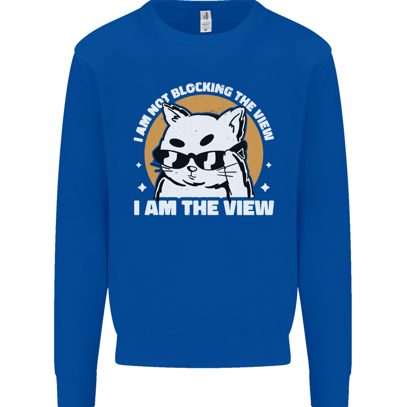 Funny Cat I am the View Mens Sweatshirt Jumper Royal Blue