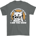 Funny Cat I am the View Mens T-Shirt 100% Cotton Charcoal