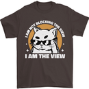Funny Cat I am the View Mens T-Shirt 100% Cotton Dark Chocolate