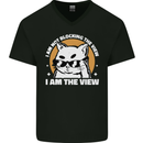 Funny Cat I am the View Mens V-Neck Cotton T-Shirt Black