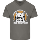 Funny Cat I am the View Mens V-Neck Cotton T-Shirt Charcoal
