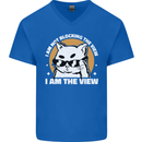 Funny Cat I am the View Mens V-Neck Cotton T-Shirt Royal Blue