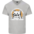 Funny Cat I am the View Mens V-Neck Cotton T-Shirt Sports Grey