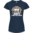 Funny Cat I am the View Womens Petite Cut T-Shirt Navy Blue