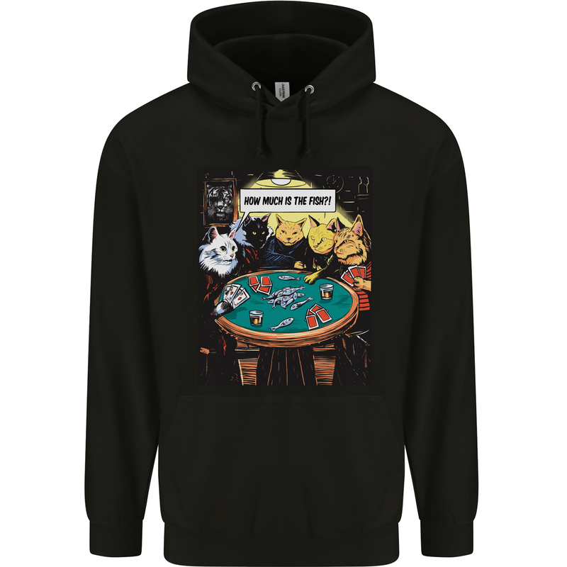 Funny Cat Poker How Much is the Fish Mens 80% Cotton Hoodie Black
