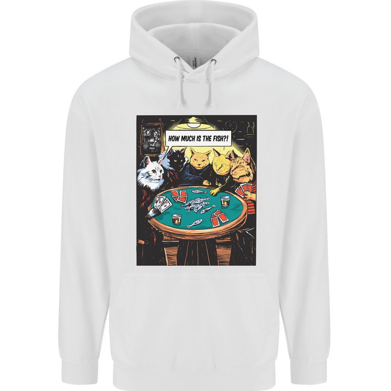 Funny Cat Poker How Much is the Fish Mens 80% Cotton Hoodie White