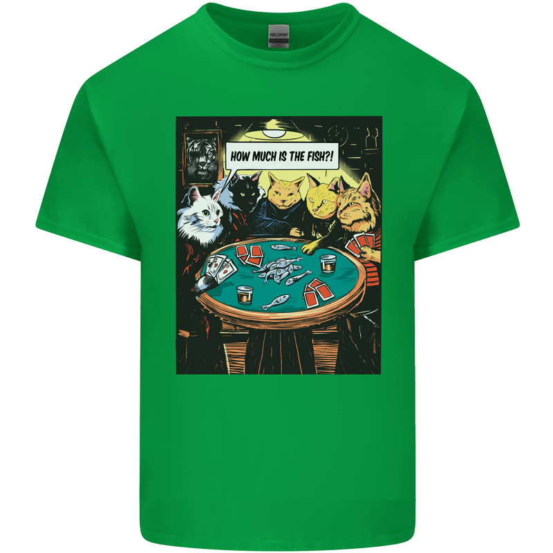 Funny Cat Poker How Much is the Fish Mens Cotton T-Shirt Tee Top Irish Green