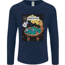 Funny Cat Poker How Much is the Fish Mens Long Sleeve T-Shirt Navy Blue