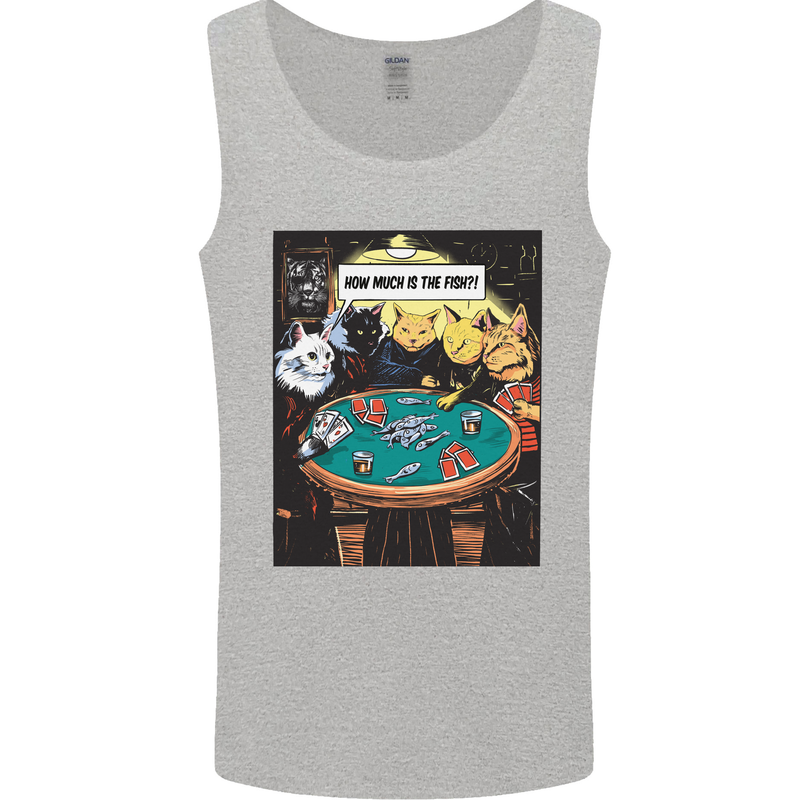 Funny Cat Poker How Much is the Fish Mens Vest Tank Top Sports Grey