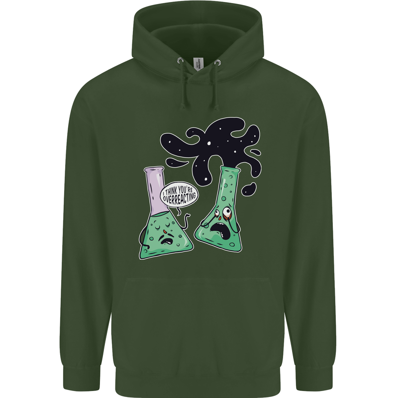 Funny Chemistry Overreacting Geek Nerd Childrens Kids Hoodie Forest Green