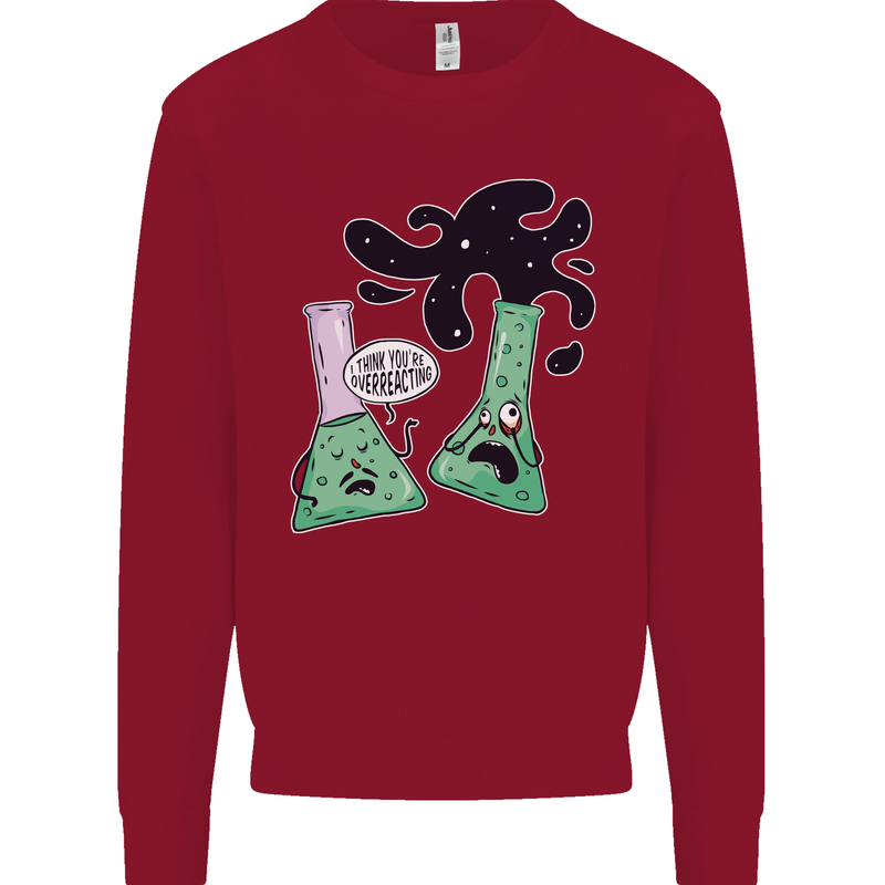 Funny Chemistry Overreacting Geek Nerd Kids Sweatshirt Jumper Red