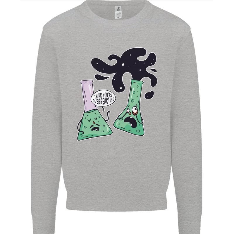 Funny Chemistry Overreacting Geek Nerd Kids Sweatshirt Jumper Sports Grey