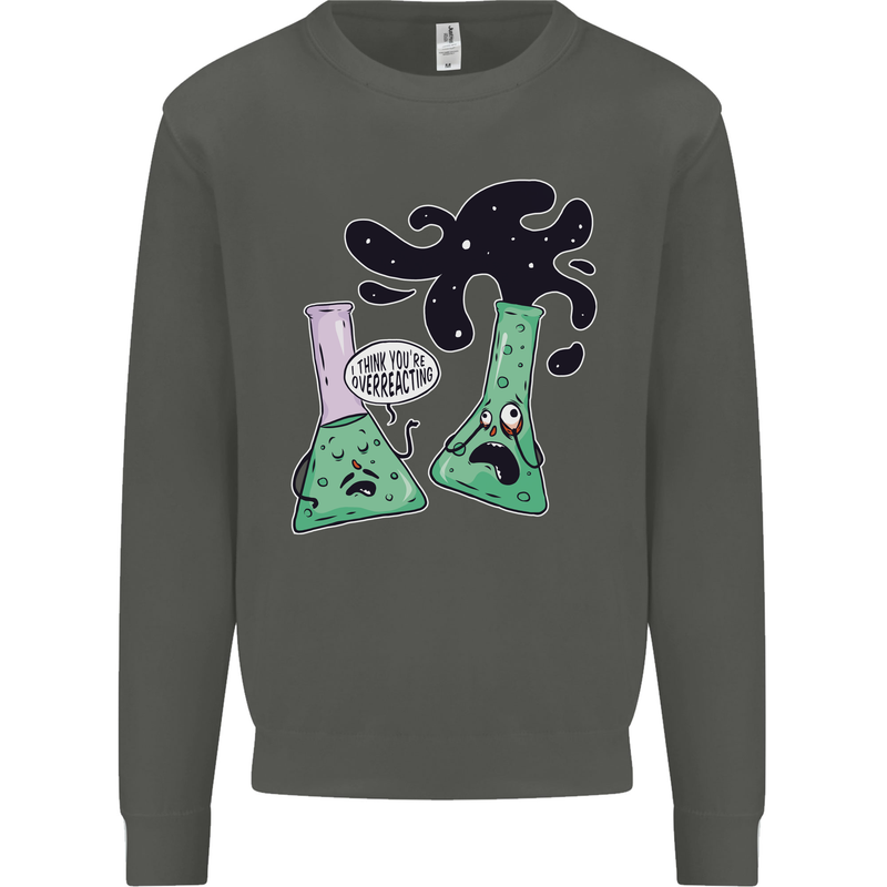 Funny Chemistry Overreacting Geek Nerd Kids Sweatshirt Jumper Storm Grey