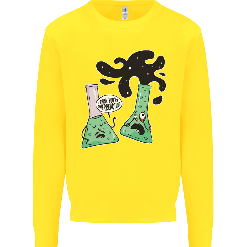 Funny Chemistry Overreacting Geek Nerd Kids Sweatshirt Jumper Yellow