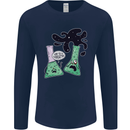 Funny Chemistry Overreacting Geek Nerd Mens Long Sleeve T-Shirt Navy Blue