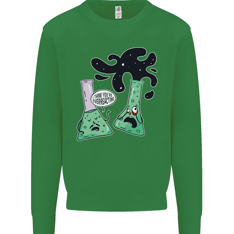 Funny Chemistry Overreacting Geek Nerd Mens Sweatshirt Jumper Irish Green