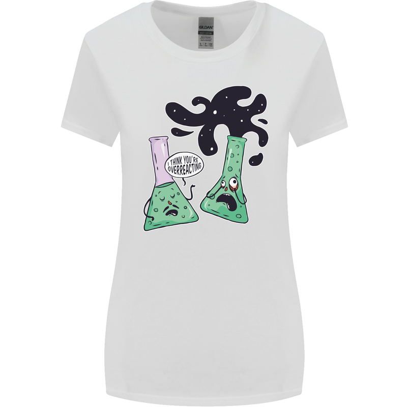 Funny Chemistry Overreacting Geek Nerd Womens Wider Cut T-Shirt White