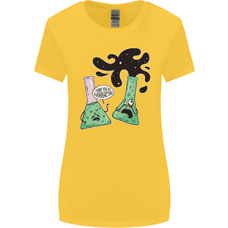 Funny Chemistry Overreacting Geek Nerd Womens Wider Cut T-Shirt Yellow