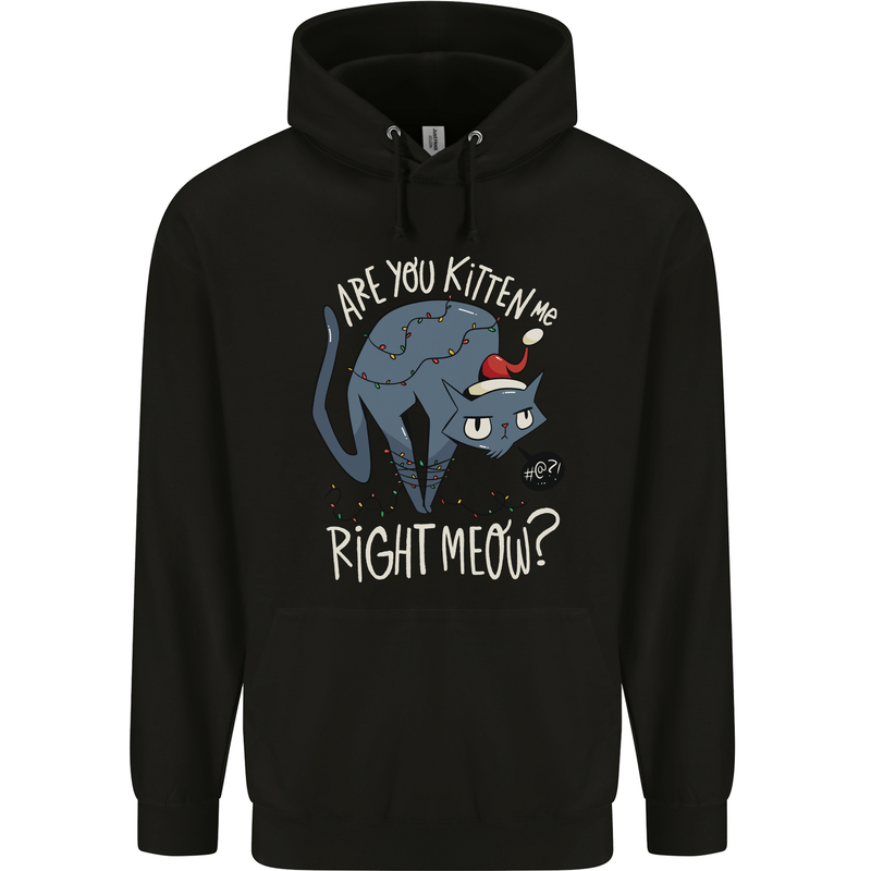Funny Christmas Cat Bah Humbug Xmas Childrens Kids Hoodie Black