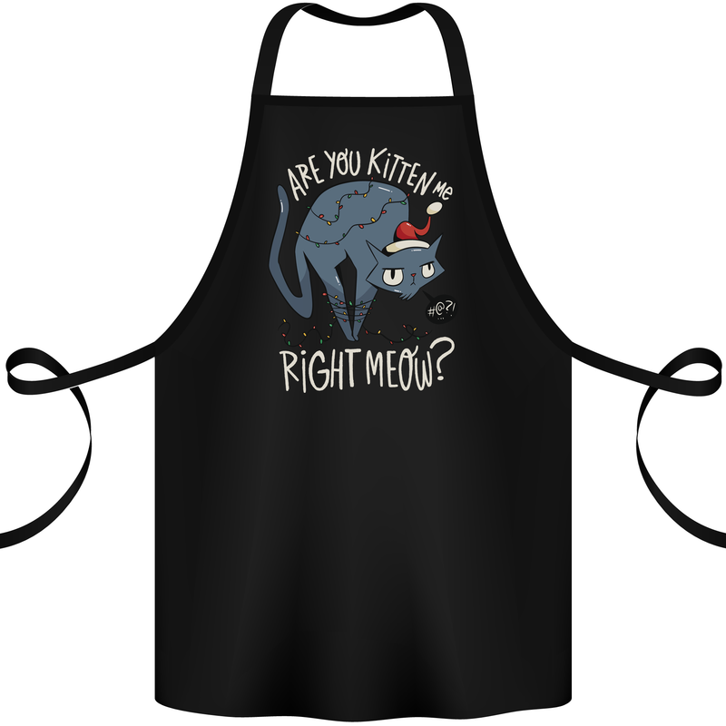 Funny Christmas Cat Bah Humbug Xmas Cotton Apron 100% Organic Black