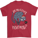 Funny Christmas Cat Bah Humbug Xmas Mens T-Shirt 100% Cotton Red