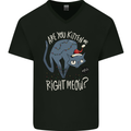 Funny Christmas Cat Bah Humbug Xmas Mens V-Neck Cotton T-Shirt Black