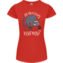 Funny Christmas Cat Bah Humbug Xmas Womens Petite Cut T-Shirt Red
