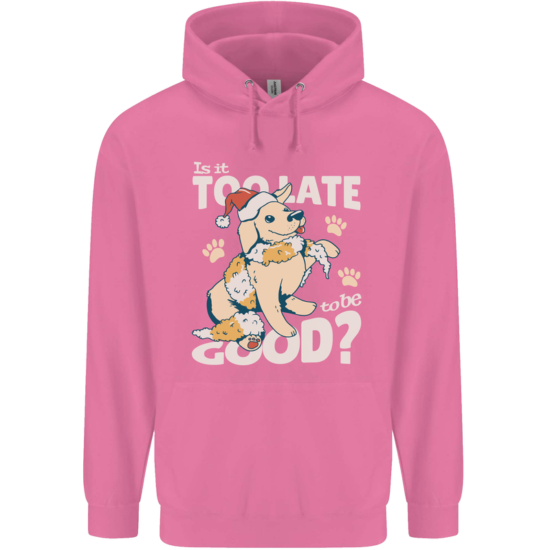 Funny Christmas Dog Too Late to Be Good Childrens Kids Hoodie Azalea