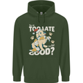 Funny Christmas Dog Too Late to Be Good Childrens Kids Hoodie Forest Green